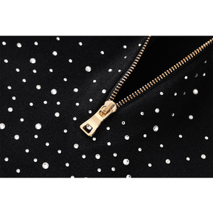 Automne hiver élégant Ins robe de Style chaud pour les soeurs européennes américaines transfrontalière Offre Spéciale nouveau Mature chaud strass solide - Product Image 3