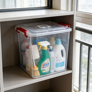 Caja de Almacenamiento Apilable de Plástico PP Transparente Rectangular de 21 Litros, Organizador para Cosméticos, Joyas y Herramientas, Disponible en Almacén de EE. UU. - Product Image 5