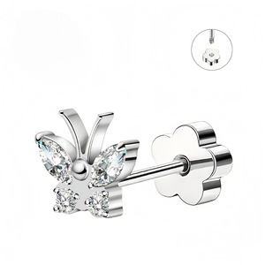 F136 Titanium Butterfly Zircon Stud <b>Earrings</b> G23 Titanium <b>Pierced</b> <b>Earrings</b> For Women Gift Jewelry - Product Image 5
