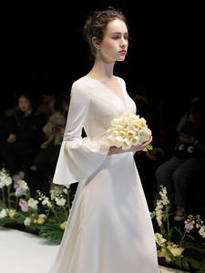 موضة جديدة فستان دانتيل متواضع فستان زفاف صيفي بفستان طويل للنساء - Product Image 5