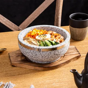  Korean Premium Ceramic Stone Bowl with Lid+One glass lid, For  Cooking Hot Pot Dolsot Bibimbap and Soup: Home & Kitchen