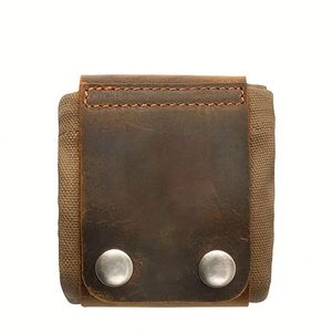 Genuine Leather Canvas Foraging Waist <b>Pouch</b> Leather <b>Pouch</b> Belt Bag for <b>Men</b> Camping Hiking Fruit Picking Mushroom Fruit Foraging - Product Image 2