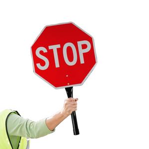 Segno di vendita caldo con manico in metallo, doppio lato lento/segnale di <span class=keywords><strong>stop</strong></span>, segnaletica in alluminio riflettente per il traffico, resistente allo sbiadimento/segno impermeabile - Product Image 1