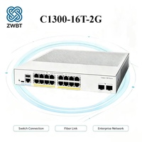 Commutateur Cisco C1300-16T-2G 16 ports Gigabit géré couche 2 avec 2 ports SFP, sans ventilateur, 1U, montable en rack pour petites entreprises