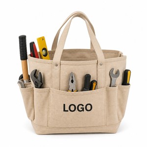 Durable Heavy Duty Canvas Tool <b>Bags</b> Solid Color Tool <b>Tote</b> <b>Bag</b> <b>with</b> <b>Pockets</b> Handyman Organizer Custom LOGO - Product Image 1