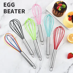 Trending Best Quality Small Stainless Steel Manual Rotating Egg Whisk With Silicone Handle Premium Home Kitchen Accessories