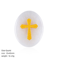 Pendentif Croix en Quartz Rose Chakra Reiki, Symbole Doré, Forme Ovale, Cristal de Guérison, Breloques de Mode pour Collier DIY