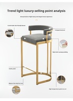 Chaise de bar haute scandinave de luxe léger avec dossier en U, en fer peint à haute température, pour café et bar