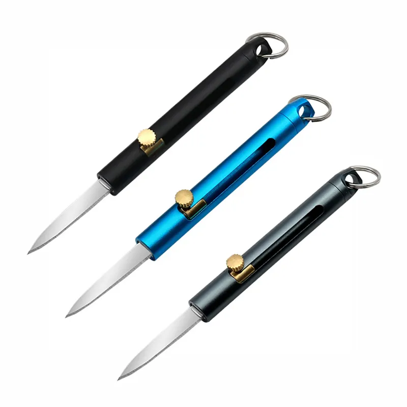 Brass Mini Retractable Knife Outdoor Keychain Pendant Knife Gift Portable Open Express Open Box Knife