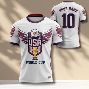 Maglietta bianca da tifoso di calcio, unisex, girocollo, manica corta, top da tifoso di calcio internazionale - Product Image 1