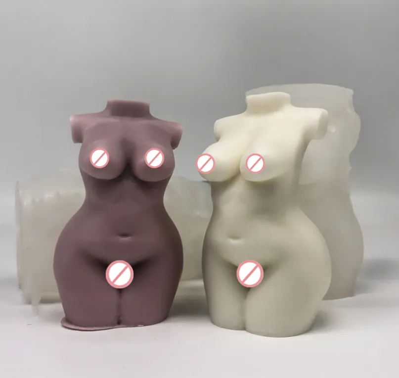 Molde personalizado para hacer pasteles, herramientas de bricolaje 3D, moldes eróticos de resina de cristal para cuerpo desnudo, Torso femenino, vela de silicona, contenedor de molde de hielo