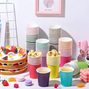 Copos De Papel De Festa De Várias Cores Descartáveis quentes Copos De Papel DIY Copos De Café Beber Para Festa De Casamento Piquenique BBQ Evento