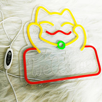 Enseigne néon LED en acrylique personnalisée, multicolore, motif chat porte-bonheur, design gratuit, pour la décoration de la maison et des fêtes ou la publicité en magasin et en bâtiment