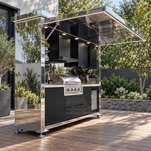 Stainless Steel Small <b>Outdoor</b> Kitchen Portable Cooking <b>Cabinet</b> With Worktop Storage For Backyard Patio And Garden - Product Image 1