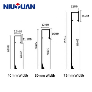 Niuyuan OEM nhà máy tùy chỉnh hiện đại tuôn ra lõm sàn ván chân tường Nhôm LED Ốp Chân tường Hội Đồng Quản Trị - Product Image 5