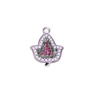 Quality Metal Pink Green Crystal Pearl IVY Leaf Charm Greek Soror Pendant For Jewelry Making