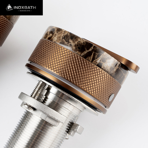 خلاط حوض حمام مخفي بمقبضين مزدوجين، صنبور مغسلة من الستانلس ستيل 304 المصقول بالذهب الوردي - Product Image 2