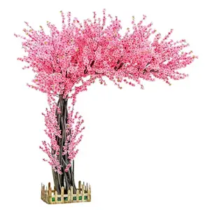 Grand arbre à fleurs de cerisier artificiel personnalisé arbre à fleurs de cerisier blanc rose en fausse soie pour la décoration de mariage