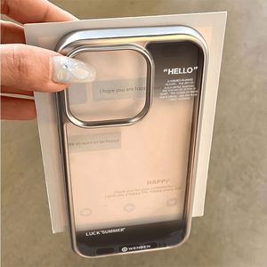 Cover "Hello" Minimalist Clear Case <b>for</b> iPhone 16 11 12 13 14 15 Pro Max Xs XR 7 8 Plus Electroplated Soft TPU Shockproof Cover - Product Image 1