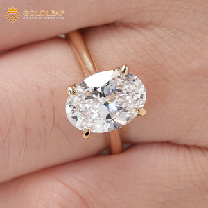 Bague de fiançailles ovale de 4 carats en or 10k, 14k, 18k, sertie d'un diamant de laboratoire Goldleafgem, rapport IGI, qualité VVS/DEF/CVD - Product Image 2
