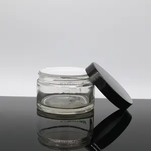 1/6 stoples kaca kemasan kosmetik mewah dalam jumlah besar 50g 100g 200g stoples krim kaca buram putih dengan tutup