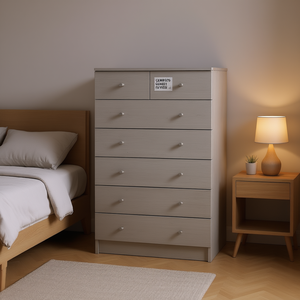 Cómoda Moderna y Sencilla de 7 Cajones en Gris, Mueble de Madera para Dormitorio, Independiente - Product Image 2