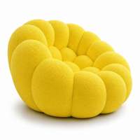 Fauteuil pouf surdimensionné en tissu jaune vif, chaise longue bulle, fauteuil nuage bouclé, design moderne, inclinable, confort doux, éponge