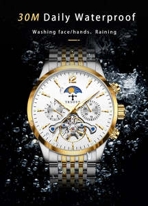 TRSOYE 816 Montre automatique chronographe mécanique de luxe pour hommes avec réserve de marche Usine Vente en gros Célèbre bracelet en cuir de marque - Product Image 4