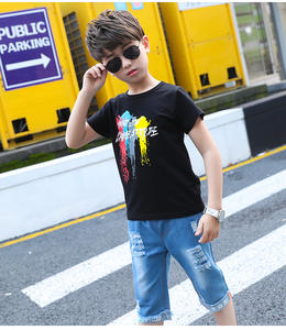 Venta al por Mayor de Conjuntos de Ropa para Niños, Estilo Nuevo, Camiseta Orgánica y Jeans para Niños, Conjunto de 2 Piezas - Product Image 3