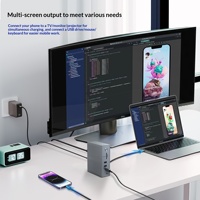 Station d'accueil USB-C 14-en-1 en alliage d'aluminium avec triple moniteur 4K 60Hz pour USB 2.0, USB 3.0, PD 100W, Ethernet Gigabit, alimentation CC 120W