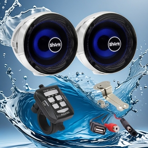 Haut-parleurs étanches pour <span class=keywords><strong>moto</strong></span>, amplificateur de qualité sonore Hi-Fi avec émetteur FM, ports USB et AUX pour système audio de <span class=keywords><strong>moto</strong></span> - Product Image 2