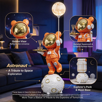 Statue d'astronaute grandeur nature en résine, sculpture de sol avec plateau doré LED 16 couleurs pour la décoration de la maison, de l'hôtel ou du magasin