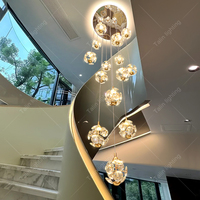 Lustre de luxe en cristal pour long escalier, luminaire suspendu moderne pour villa, escalier, maison de luxe, duplex