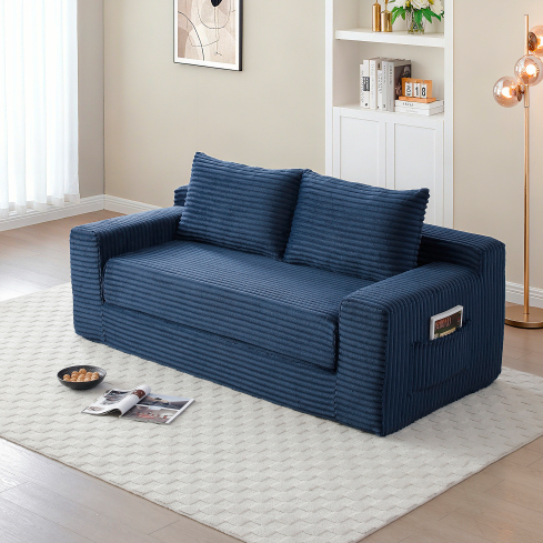 Blue + Corduroy + 3 Seat + Foam