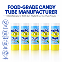 Tube d'emballage personnalisé pour chewing-gum, en aluminium et plastique de qualité alimentaire, avec bouchon à vis, imprimé UV, pour bonbons et snacks, 12,7-35 mm