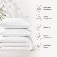 Parure de lit en percale de coton King Size, entretien facile, longue durée, en stock, rafraîchissante, légère, pour distributeurs de linge de lit