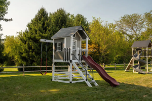 Attrezzatura per Parco Giochi all'Aperto per Bambini: Casetta in Legno con Altalena, Scivolo, Barre per Arrampicata e Parete da Arrampicata per Strutture Ricreative per Bambini - Product Image 6