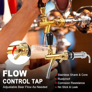 <span class=keywords><strong>Grifo</strong></span> <span class=keywords><strong>de</strong></span> <span class=keywords><strong>Cerveza</strong></span> Dorado <span class=keywords><strong>de</strong></span> Vástago Largo (100 mm) con Válvula <span class=keywords><strong>de</strong></span> Flujo, Conexión <span class=keywords><strong>de</strong></span> 5/16'' y Rosca G5/8 para Refrigerador, Congelador o Pared - Product Image 5