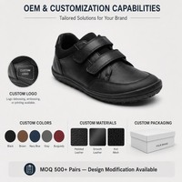 Chaussures d'école en cuir véritable pour enfants, à bout large et zéro drop, fabricant OEM