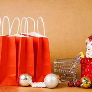 Christmas Gift Bag Presents <b>Cookies</b> Candies Bundle Xmas Theme Kraft Paper Bag for Christmas Party - Product Image 4