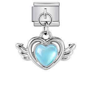 Heart And <b>Flower</b> Pendant Italian Modular <b>Bracelet</b> Single Hook Titanium Steel Elastic Chain Women's Gift Zircon Bezel Setting - Product Image 2