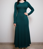 Robe d'hiver mi-longue slim pour femme FNJIA, couleur unie, style décontracté, mode européenne et américaine avec manches en tricot de coton