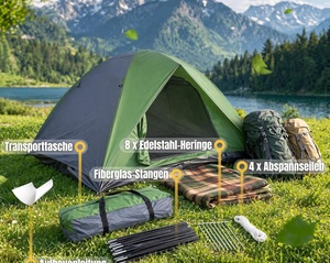 Tenda da Campeggio per Esterni con Doppio Strato di Protezione, Materiale in Poliestere Resistente alla Pioggia e al Sole, Tenda da Viaggio - Product Image 6
