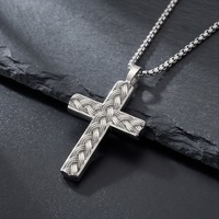 Collier pendentif croix punk en acier inoxydable plaqué or, motif chanvre créatif simple, chaîne carrée, cadeau pour homme, fiançailles