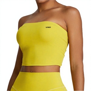 Soutien-gorge de sport en Spandex/Nylon à haute élasticité, doux, respirant, à maintien moyen, pour le yoga et les activités de fitness en extérieur, avec coussinets amovibles - Product Image 2