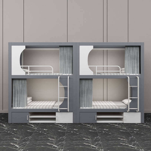 Dubbel Ijzeren Stalen Houten Stapelbed Hoge Lage Niveaus Stalen Stapelbed Voor Jeugdherberg Ziekenhuis Appartement Resort Hotel - Product Image 3