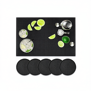 <b>Bar</b> <b>Mat</b> 45 x 30cm Drainer with 5 Coasters for Bartenders - Product Image 2