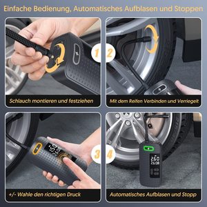 Pompe à gonfler les pneus portable avec manomètre numérique pour valves Schrader/<span class=keywords><strong>Presta</strong></span>/<span class=keywords><strong>Dunlop</strong></span> - Product Image 2