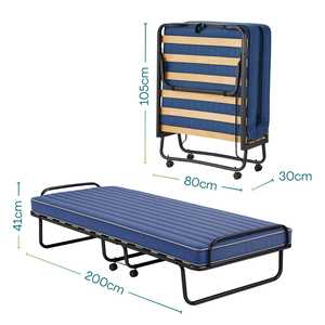 Folding Bed With 10 Cm High Single <b>Mattress</b> 80x200x39 Cm Tubular Frame 4 Swivel Wheels - Product Image 2