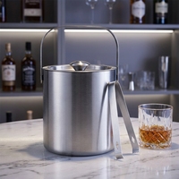 Seau à glace moderne en acier inoxydable à double paroi isolé sous vide Wuyi Camol, écologique, 1,3 L, avec couvercle, personnalisable, argenté, outil de bar à vin